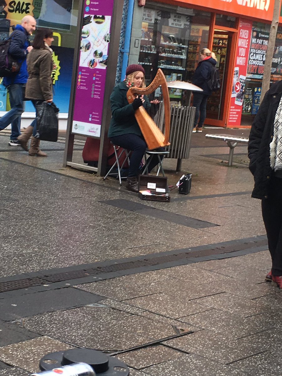 Currently got a harpist playing  a lovely rendition of Harry Potter outside! #beeston #ng9 #rye #harp #music