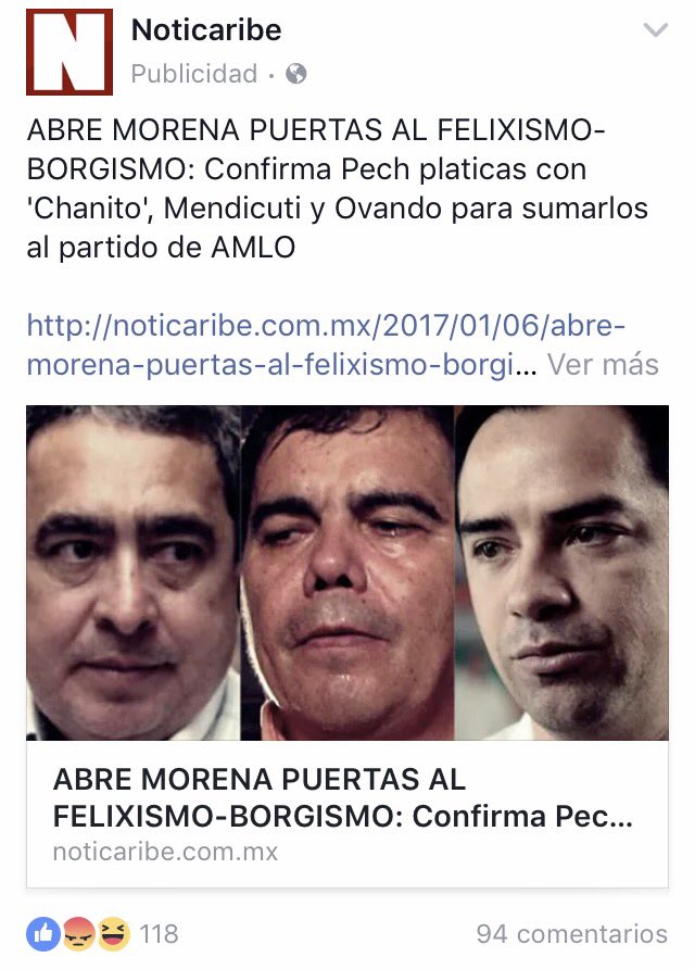 El Gobierno del "cambio"💰de Carlos Joaquin ya tiene a su servicio a <a href="/Noticaribe/">Noticaribe</a> que está pagando publicidad y difamando en contra de #morena