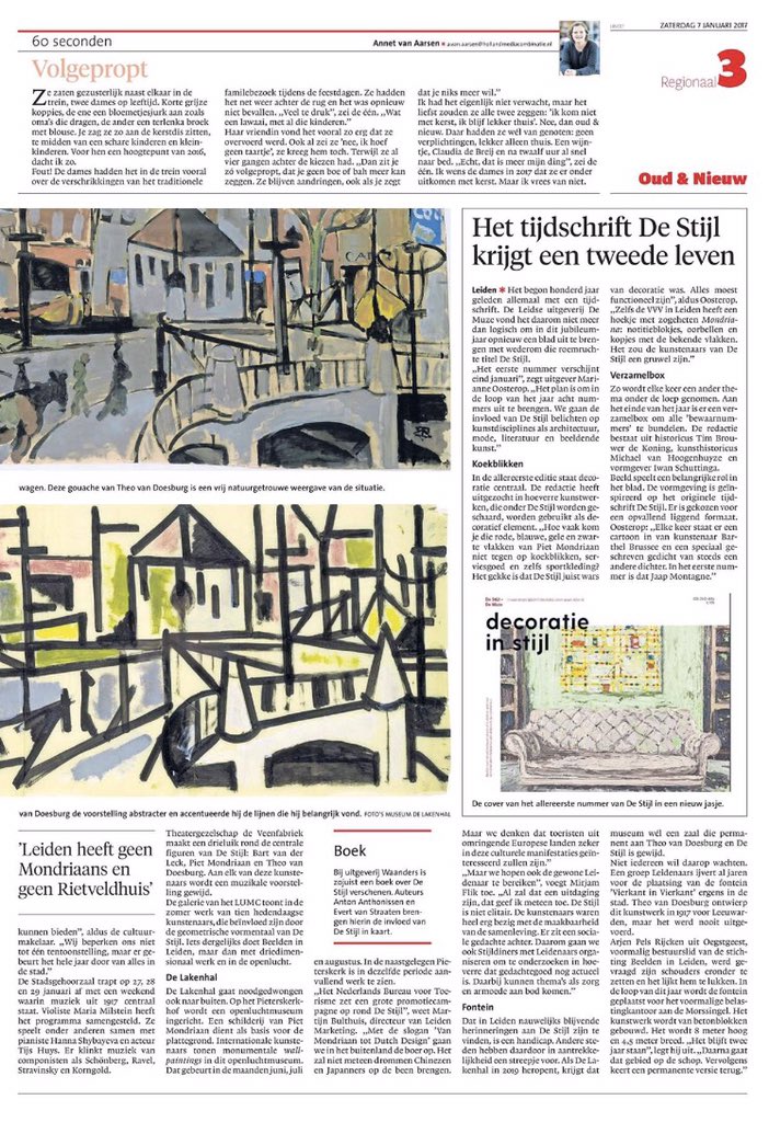 2017: 100 jaar terug De Stijl opgericht in Leiden. Leiden lanceert 26/01 stadsbreed programma #mondriaan2dutchdesign