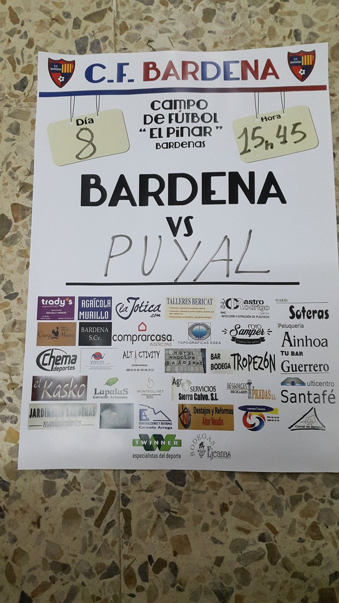Este domingo vuelve el futbol a Bardenas El <a href="/CFBARDENAS/">CFBARDENAS</a> recibe al <a href="/PuyalCF/">Puyal C.F.</a> a las 15:45 #aupabardenas