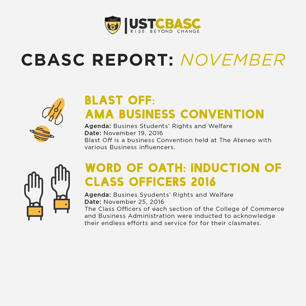USTCBASC's tweet photo. #CBASCFeature: CBASC Report (2/2)
We are proud to present what we have accomplished during the months of November and December. https://t.co/CdUmapPiLi