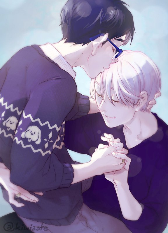 kiwiaste's tweet photo. Victor might be picky and want to kiss only gold but Yuuri doesn't mind kissing silver ✧ https://t.co/84CkR5jzZF
