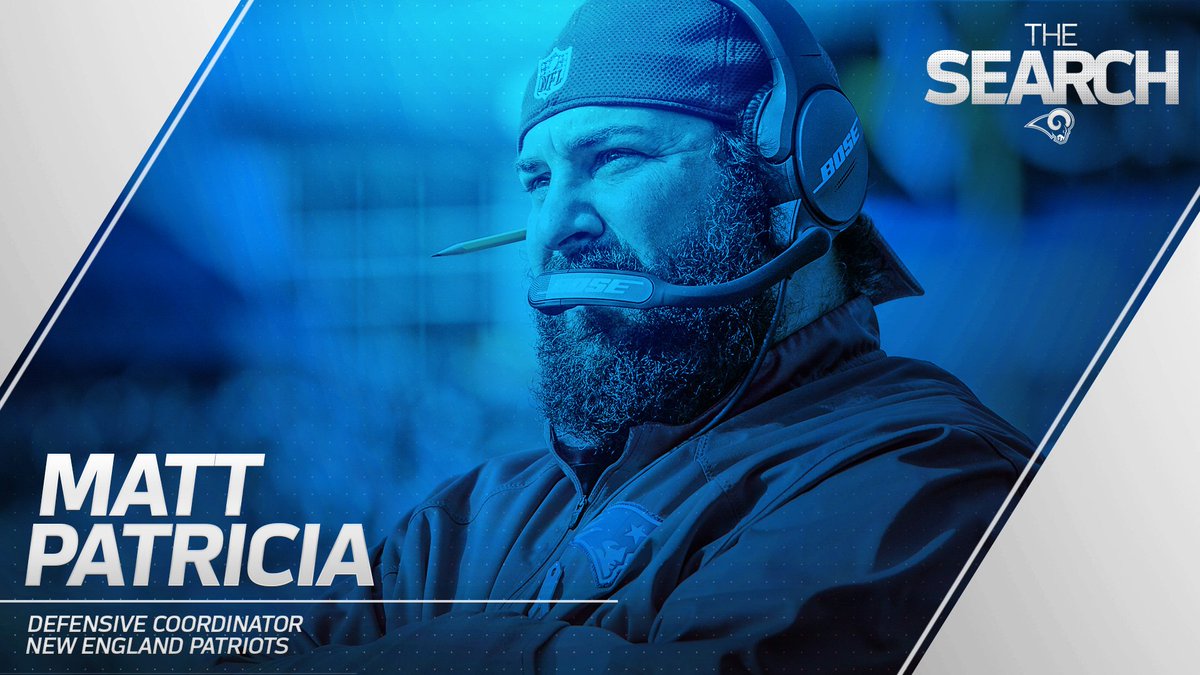 RamsNFL's tweet photo. The Search: Matt Patricia

Get to know the potential #Rams head coaching candidate 📰 » https://t.co/0WmXJ6GKJk https://t.co/i0ern2ybWI