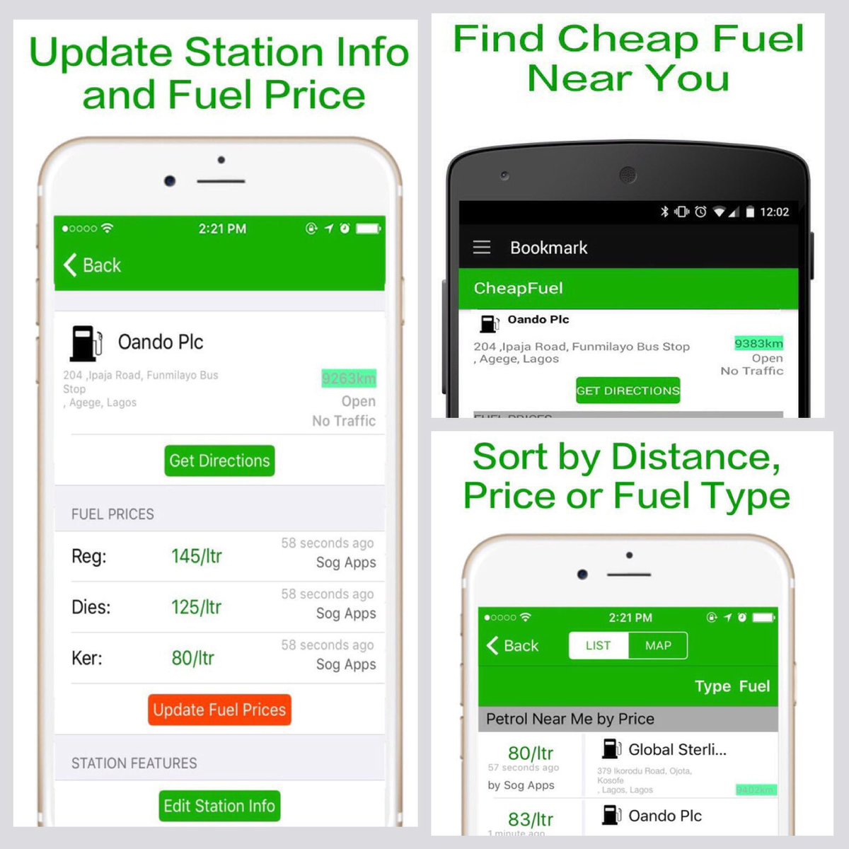 cheapFuelFinder's tweet photo. Improve ⛽️ Station Traffic. Higher Business Exposure for Stations #CheapFuel #SOGApps https://t.co/7q6KpdX2gV #MadeInNigeria @bukolasaraki https://t.co/3Q9UwF3b6t