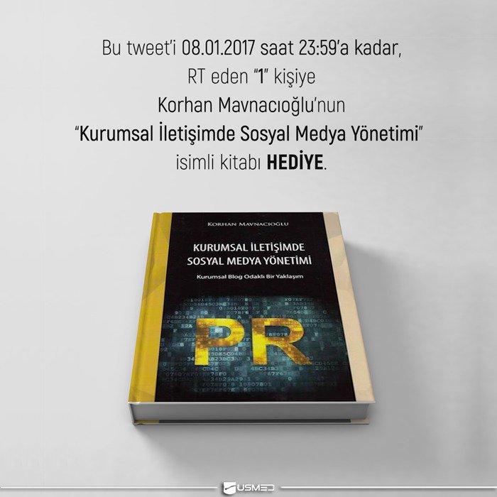 Bu gönderiyi RT eden 1 kişiye Korhan Mavnacıoğlu'nun "Kurumsal İletişimde Sosyal Medya Yönetimi" adlı kitabını hediye ediyoruz!