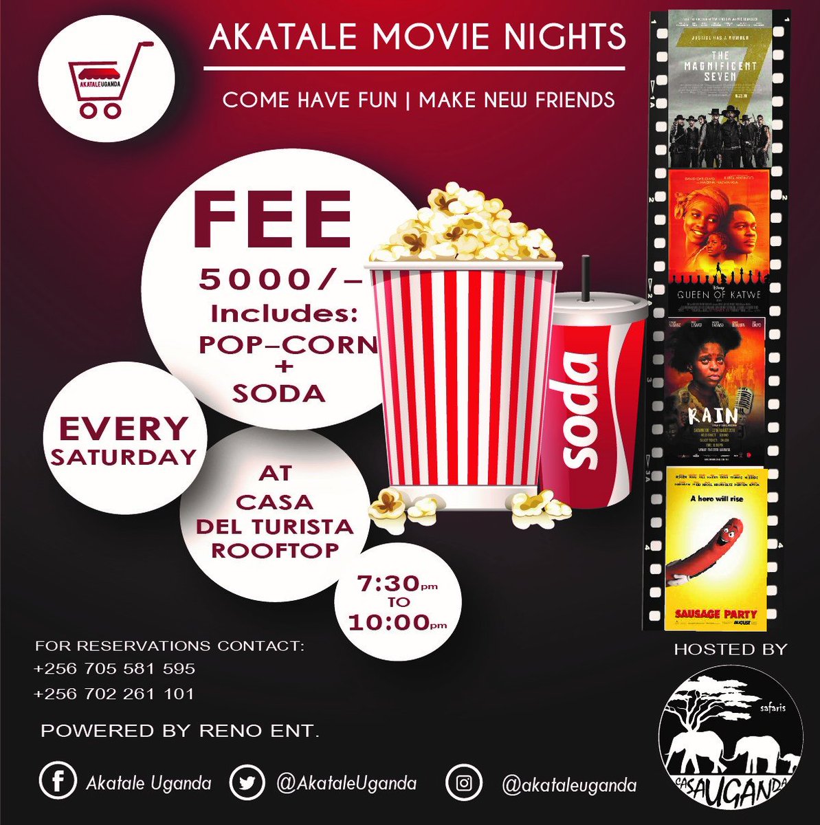 #MovieNight
Starting in a few minutes. Hurry to grab your seat on the <a href="/CasaUganda/">Casa Lodges Ltd</a> rooftop. 5k ( popcorn&amp;drink) #Mbale <a href="/AkataleUganda/">#DigitalMarketing</a>