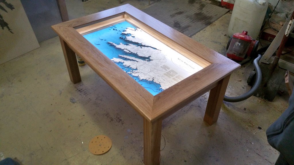 Nearly ready for its new home, solid oak table with chart covering the south west coast of Ireland.  #ChartDatum #Irishmade