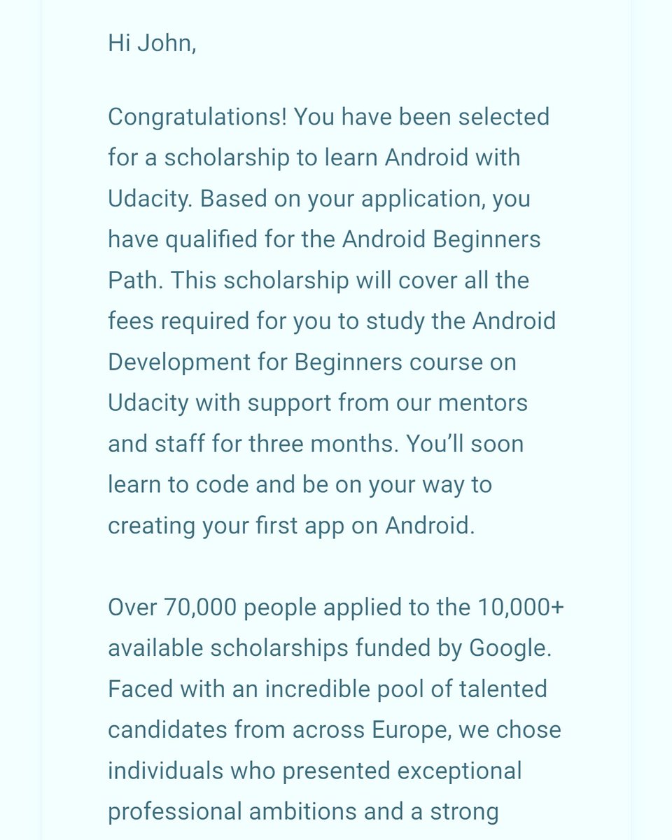 john_shevlin's tweet image. I am so happy I was accepted for an #AndroidDeveloping Scholarship with @udacity in partnership with @google 🎉🎓👏