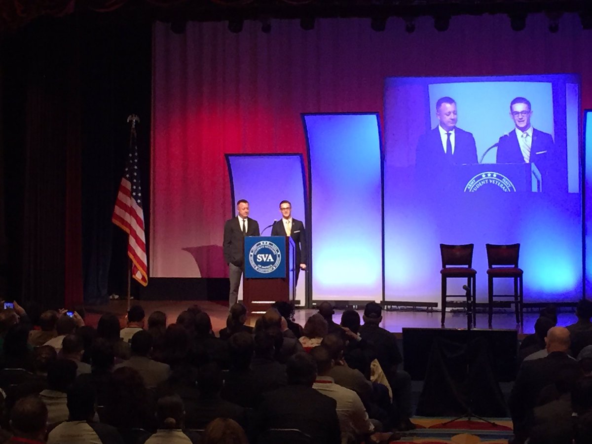 SVA chapter leaders Mark Footerman, <a href="/BlueHenVets/">Blue Hen Veterans</a> &amp; David Keener, <a href="/SctcSva/">SCTC SVA</a> are kick off our #NatCon2017 day 3 general session!