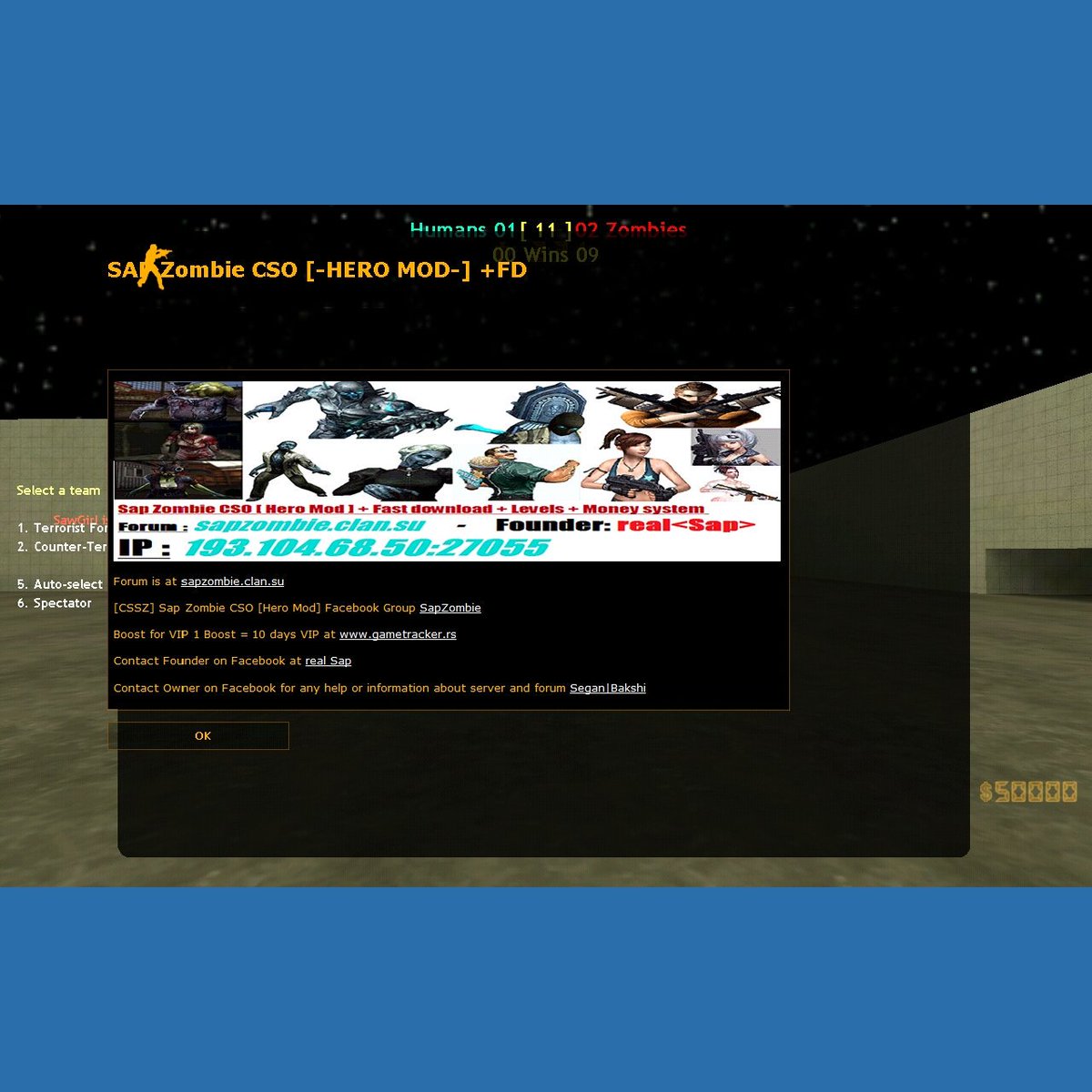 realSup01's tweet photo. #counterstrikeWarzone cs1.6 server 
Founder real<Sap> sapzombiecso 
forum : 
https//www.sapzombie.clan.su
IP : 193.104.68.50:27055
try now https://t.co/njp8raEmWK
