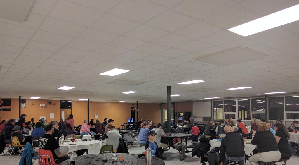 Gardiner Iron Tigers is mid dessert auction at our Kick-off dinner! #omgrobots #steamworks #first #4041