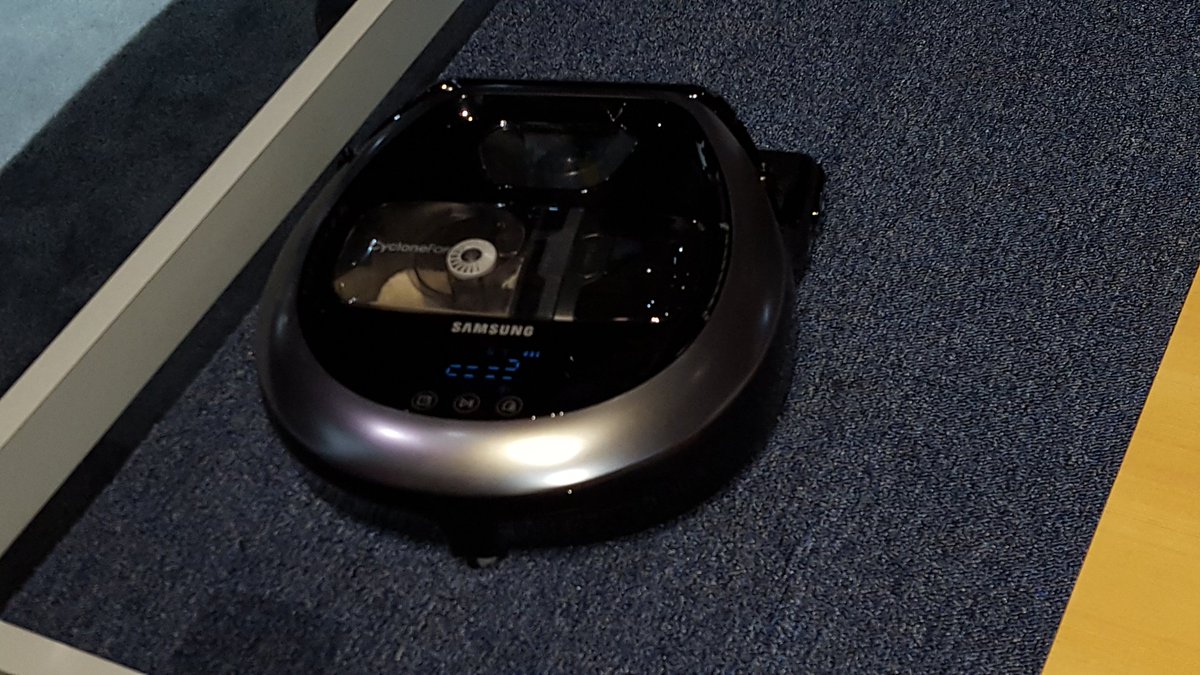 With 9 sensors, #Samsung's newest PowerBot robot vacuums don't have to bang into furniture to navigate. #CES2017