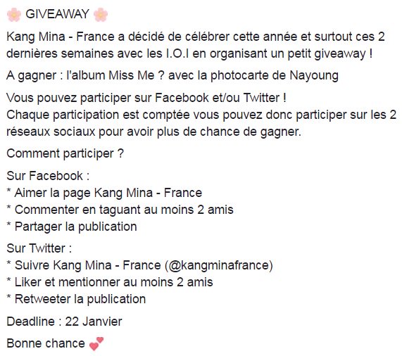 kangminafrance's tweet photo. 🌸 GIVEAWAY 🌸
    
Les informations sont sur les photos ! 
Bonne chance à tous 💕 https://t.co/20Pmatx64x