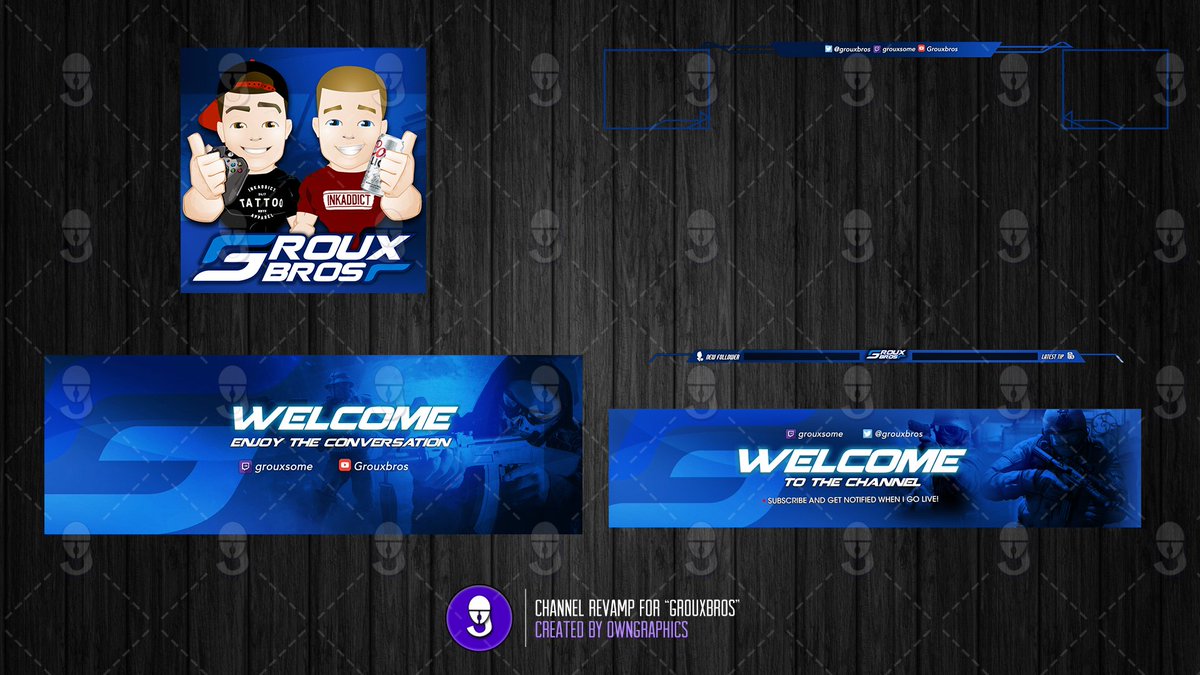 OwnGraphics's tweet photo. Custom Cartoon & #Twitch channel art by @OwnGraphics for streamers @grouxbros
https://t.co/Ezgj2cam40
#TwitchGraphics #CustomCartoonLogo https://t.co/BF9WH1e4iU
