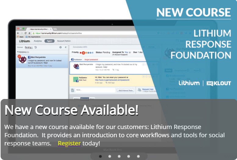 LithiumTech's tweet photo. Got 24 min? Take this brand new #LithiumResponse Foundation course, now available on Campus: https://t.co/hsXZP428cC https://t.co/43zjS49WEk