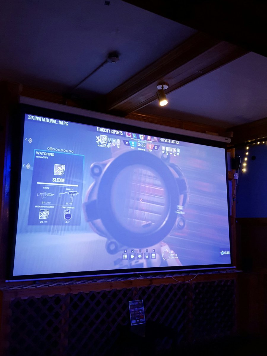 TheGamePadBar's tweet photo. Snow days are nice for watching the #R6S #PCInvitational on the big screen @Rainbow6Game @ESLRainbowSix https://t.co/2FgP9jL3yf