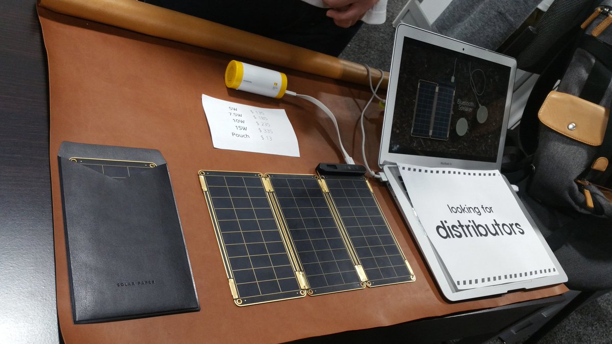 SunnyLu23's tweet photo. @yolkstation this is amazing #solarpaper #solarpower #distribution #CES2017 https://t.co/jculTghNOs
