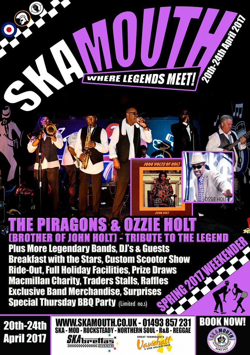 Skamouth's tweet photo. @thepiragons @Skamouth @VauxhallHoliday  April 20 - 24 to book 01493 857231 #letsgettogetherandfeelalright #wherelegendsmeet #skamouth https://t.co/zLaAk9ZMe0
