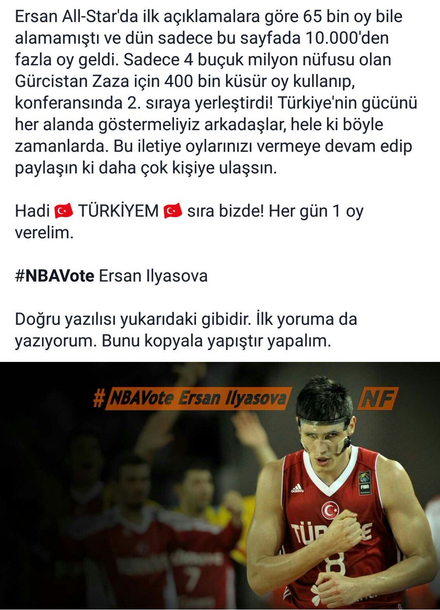 #NBAVote Ersan Ilyasova , Hadi Ersan'ı All-Star yapalım. Her RT bir oy veya yorum yapın.