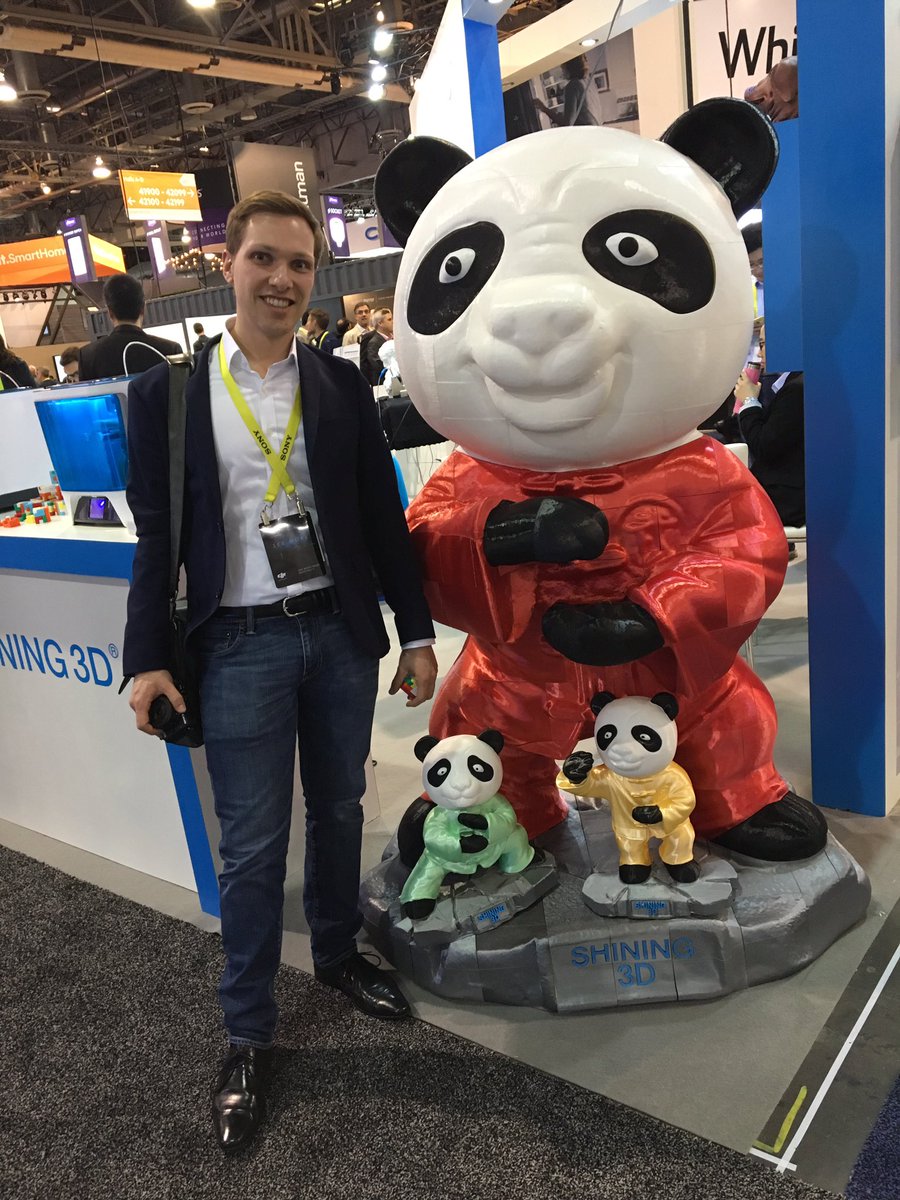 Shining3dPrint's tweet photo. We are at @CES People love our #3D Printed Panda! https://t.co/h0g8Gj8I0V