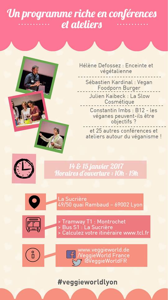 Rencontrons nous à la <a href="/VeggieWorldFR/">VeggieWorldFR</a> à #Lyon et assistez à 3 conférences inédites facebook.com/permalink.php?… #veggieworldlyon #vegane #vegan
