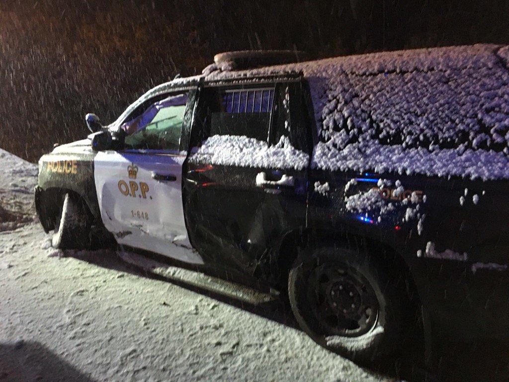 NT_pfisher's tweet photo. Three ppl including one police officer were taken to hospital following collision Hwy 401 Grafton. https://t.co/NC9A8jJmqm