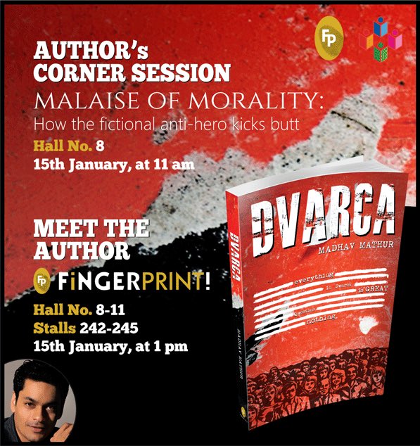 Looking forward to being a part of the World Book Fair in Delhi.
Do drop by on January 15th. 
#NewDelhiBookFair #FingerPrint #Dvarca