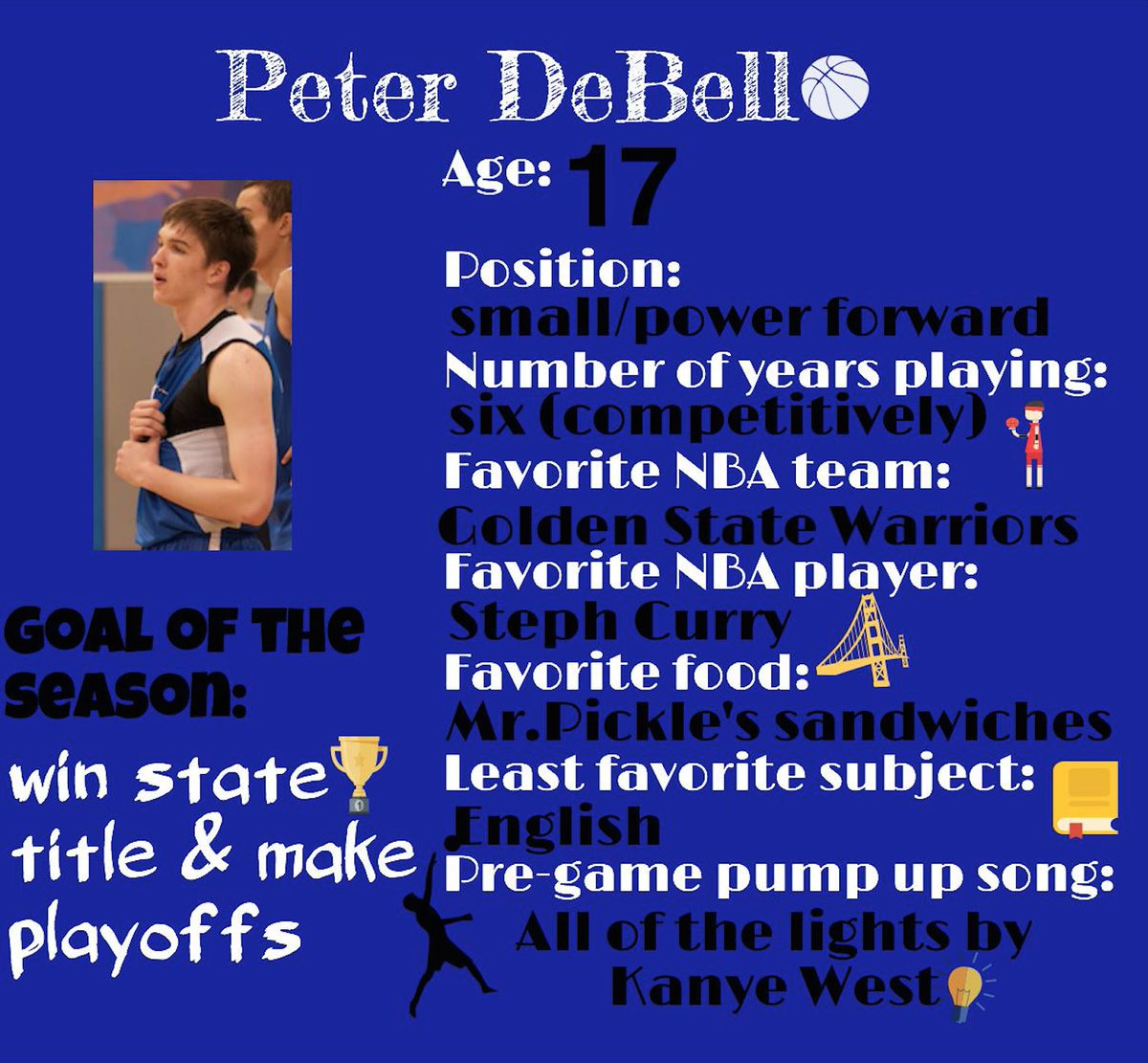 dhshub's tweet image. Senior Peter DeBello worked hard to make the men's varsity basketball team this year after being cut last year. bluedevilhub.com/2017/01/07/pet…