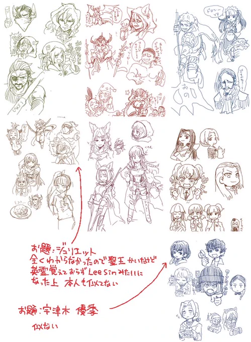 数時間に渡る友達とのキャラうろ覚え対決の私の結果と言い訳です 