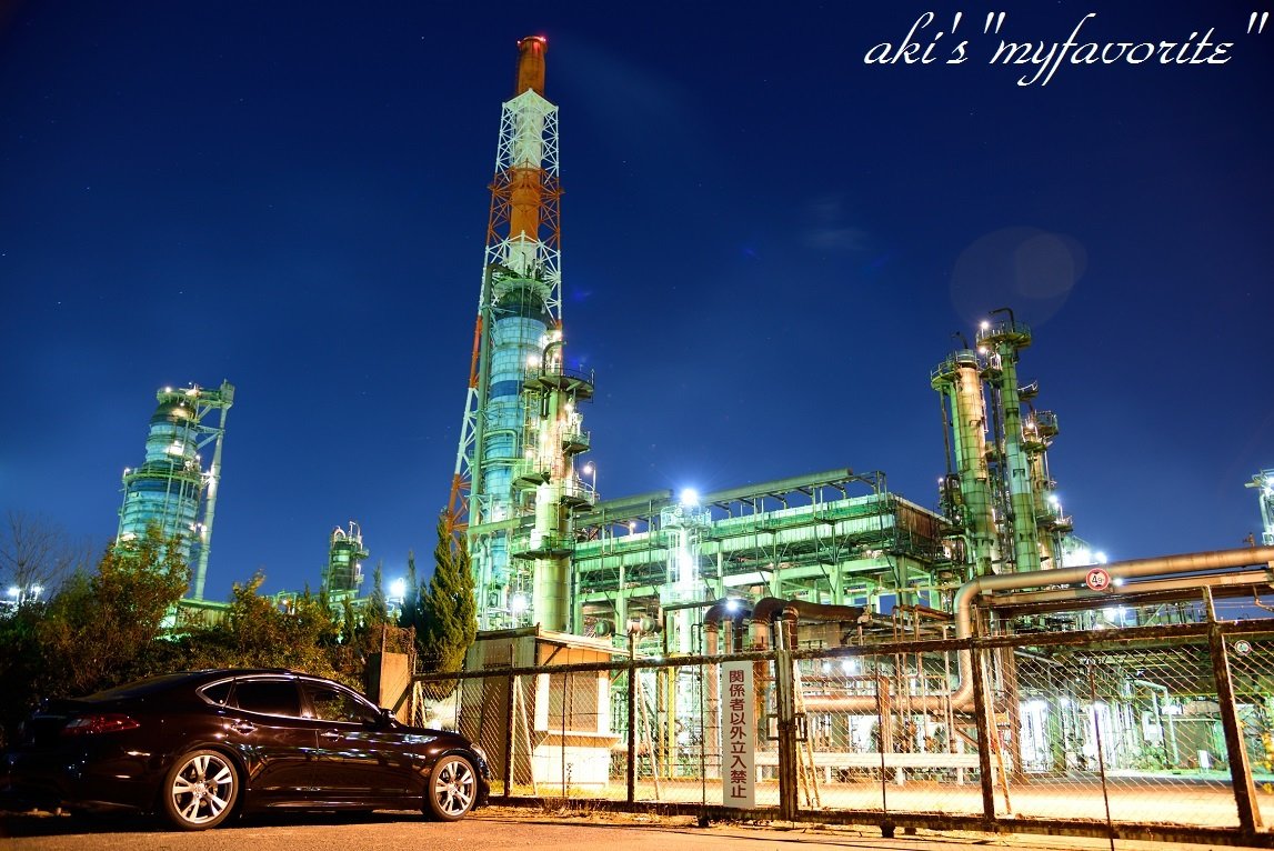 大阪 工業地帯 夜景 車