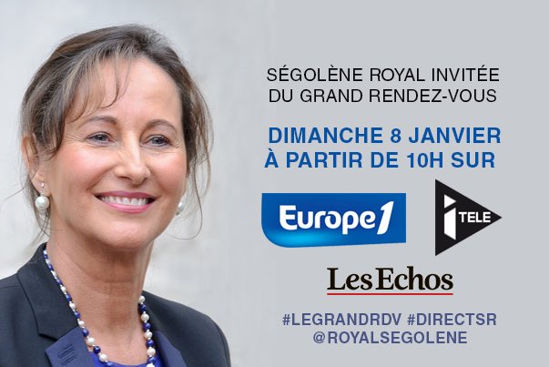 RoyalSegolene's tweet image. Invitée de l'émission #LeGrandRDV ce matin à partir de 10h @Europe1 @itele @LesEchos #DirectSR