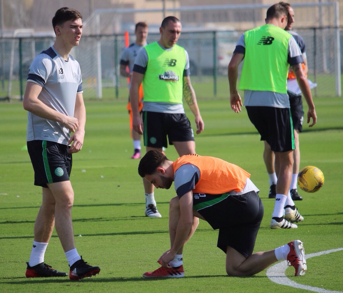 CelticFC's tweet photo. .@kierantierney1 and @patrick7roberts get set for training. 😂  #BromanceinDubai (MH) https://t.co/Zr56mRy4Pr