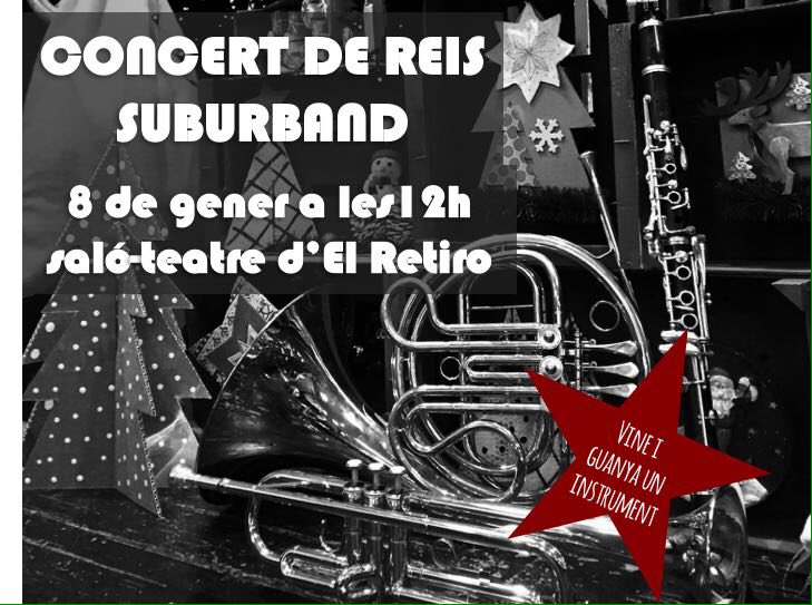 elretirositges's tweet photo. Avui a les 12:00h. No et perdis el #concertDeReis de la #Suburband a #elRetiro #BonaMúsica #Banda https://t.co/PO4FUsIole