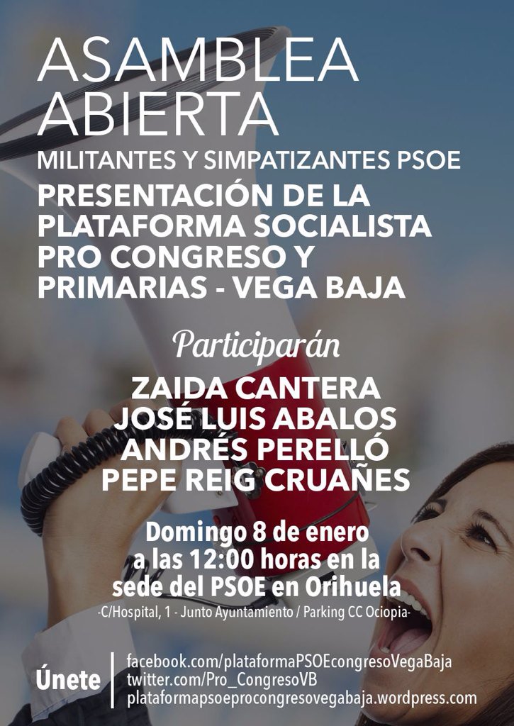 Pro_CongresoVB's tweet photo. Buenos días! #MilitantesEnPie Os esperamos a las 12:00! @ZaidaCantera @abalosmeco @ANDRESPERELLO https://t.co/IyQREw1uhV
