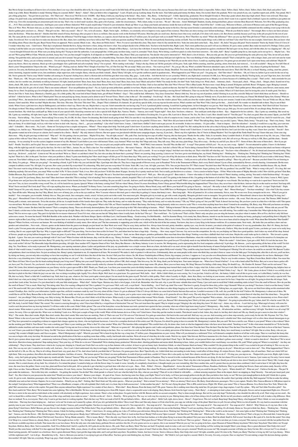 Bee Movie Script According to all known laws o