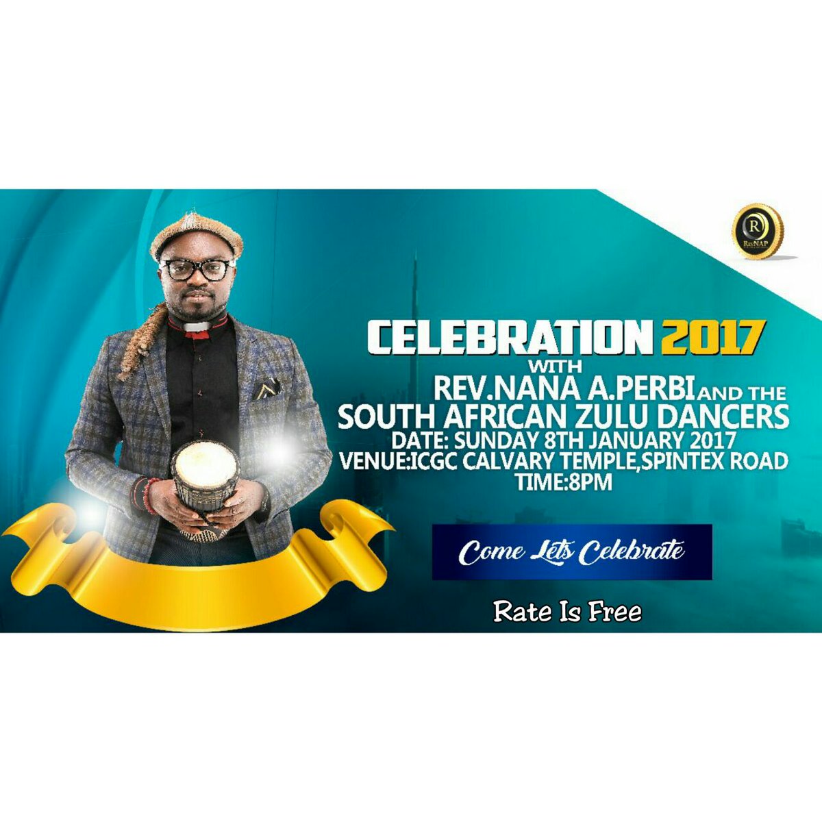 iamaryee's tweet photo. CELEBRATIONS - Live at ICGC- Calvary Temple Sakumono
(8th January) @ 8pm
It's Free
It's Live on TV3
It's 8pm
It's @Revnanaperbi
#RevNAP https://t.co/OL4t5jBt2Y