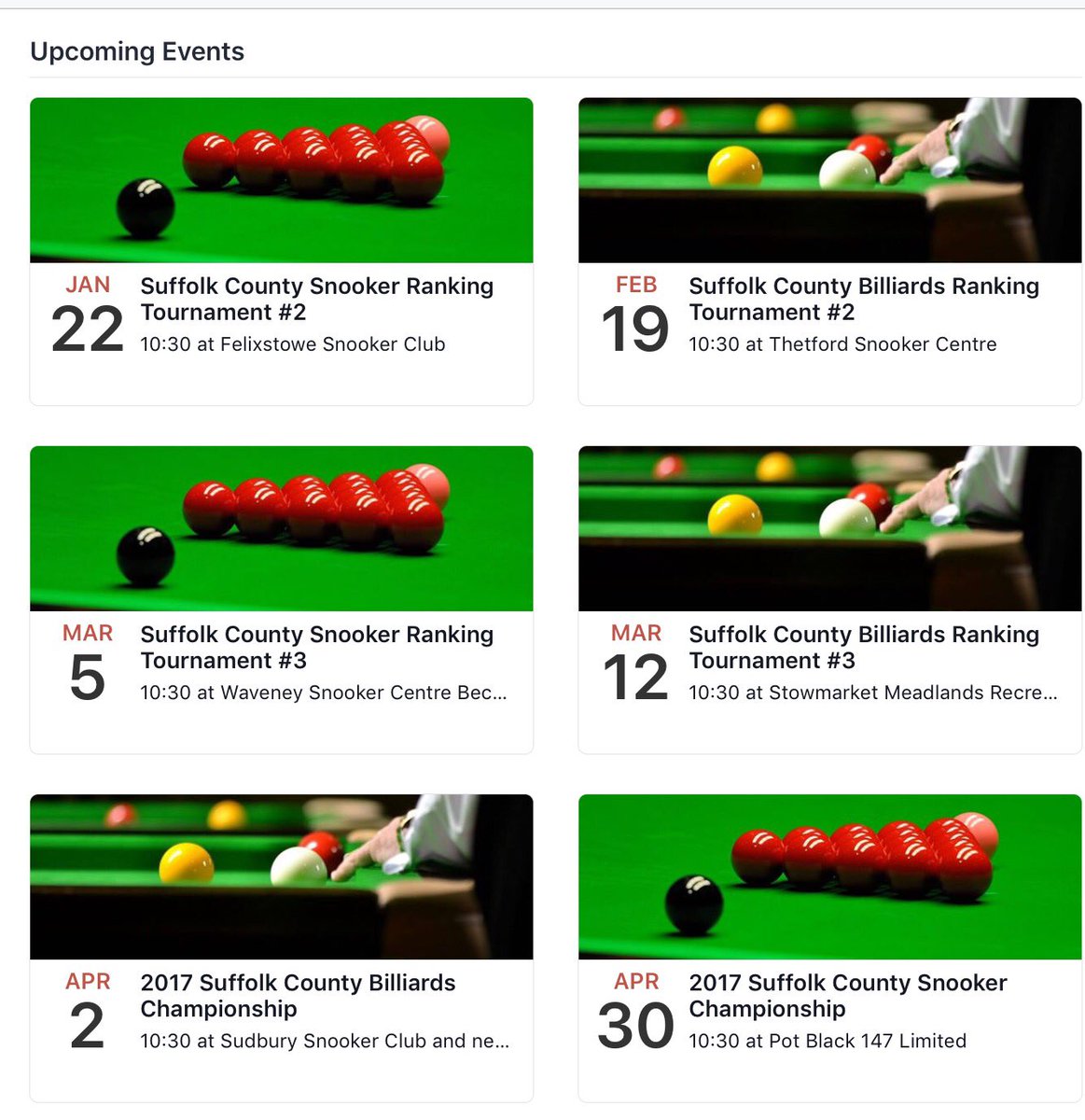 SuffolkSnooker's tweet photo. Like our Facebook page for details of forthcoming #SuffolkSnooker &amp; #SuffolkBilliards events: 
https://t.co/rsYDCSCuIp. https://t.co/Ew6Qu1DtxO