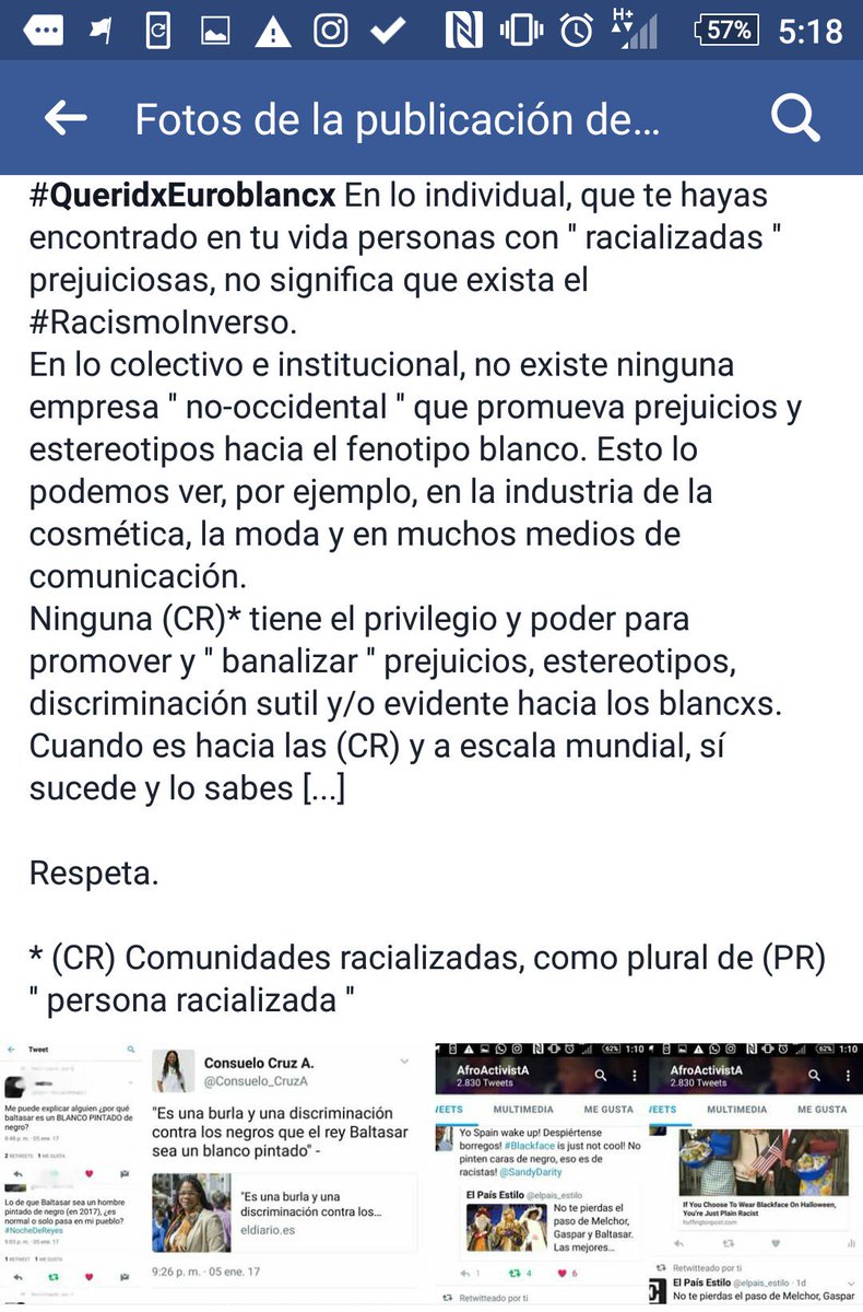 AfroActiVistA's tweet photo. #RacismoInverso #ReverseRacism #NoExiste/ #WhitePrivilege #PrivilegioBlanco #Eurocentrismo #WhiteWashing #PrejuicioYPoder https://t.co/uGTOe8LFr9