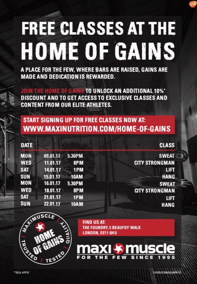 Have you signed up for your free class at the #HomeofGains yet? Limited spaces so get involved now: ow.ly/tkuh307L4xF #maximuscle