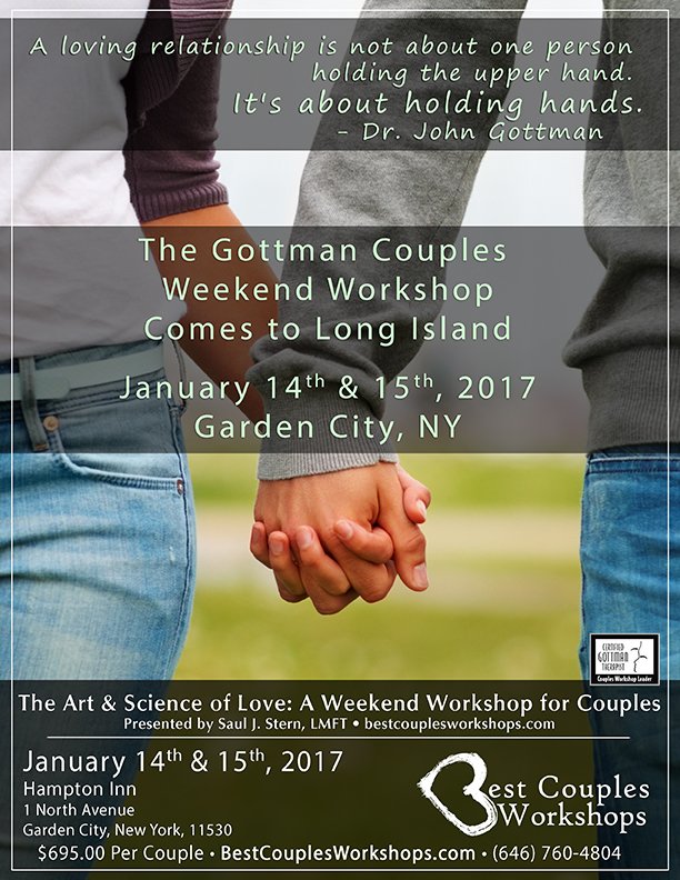 coupleworkshops's tweet photo. The #Gottman Couples Weekend Workshop - this weekend on Long Island! January 14 &amp; 15: https://t.co/fPnCUmYY93 https://t.co/MgLYSbkEBN