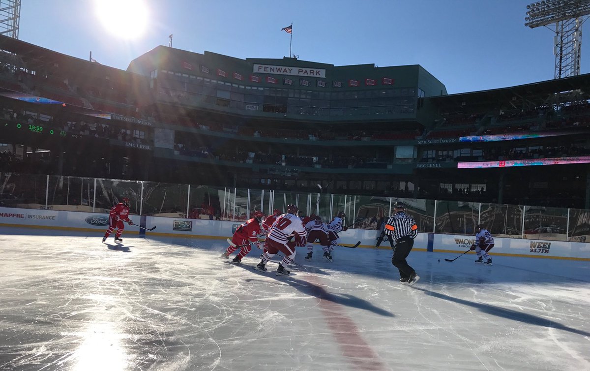 fenwaypark's tweet image. And we're off! 

Tune in to @NESN for all the action from @CapitalOne #FrozenFenway!