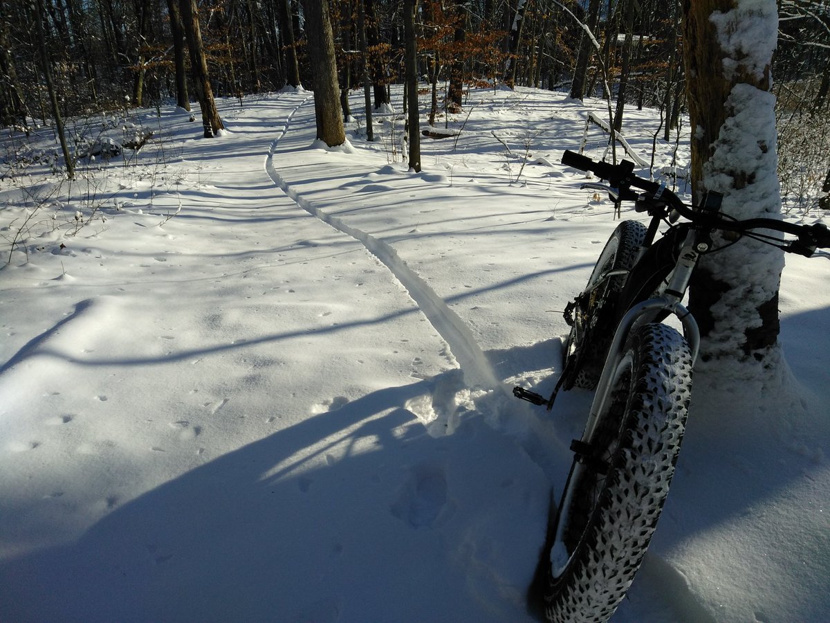 Floats smoothly and silently through the woods. #electricvehicles #electricbike #fatbike #snowpocalypse2017