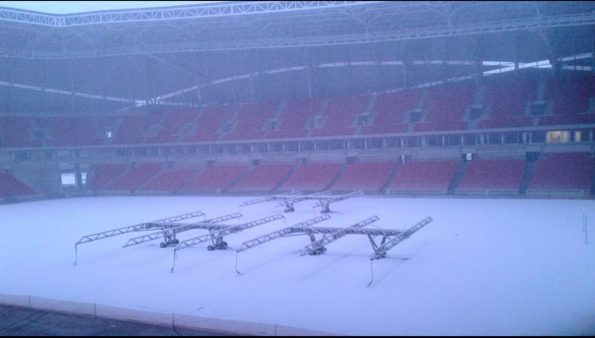 The new stadium is covered in snow! #Deaflympics 2017!