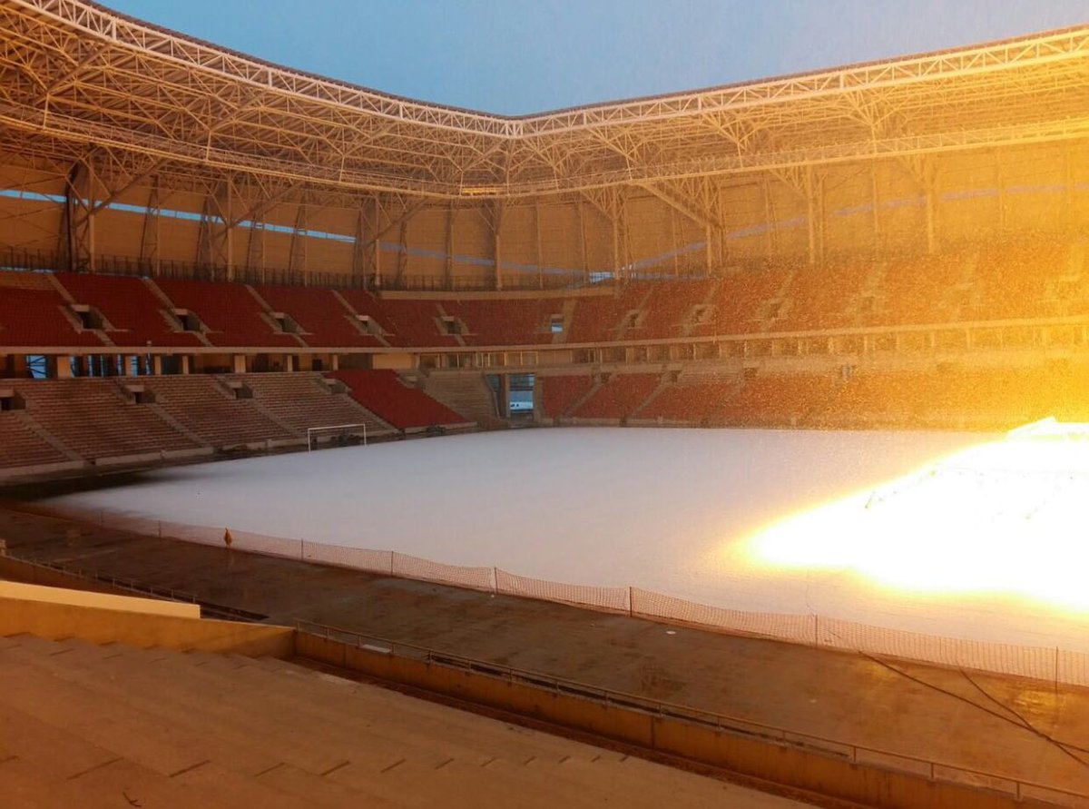 Deaflympics2017's tweet photo. The new stadium is covered in snow! #Deaflympics 2017! https://t.co/4378MLq0cS