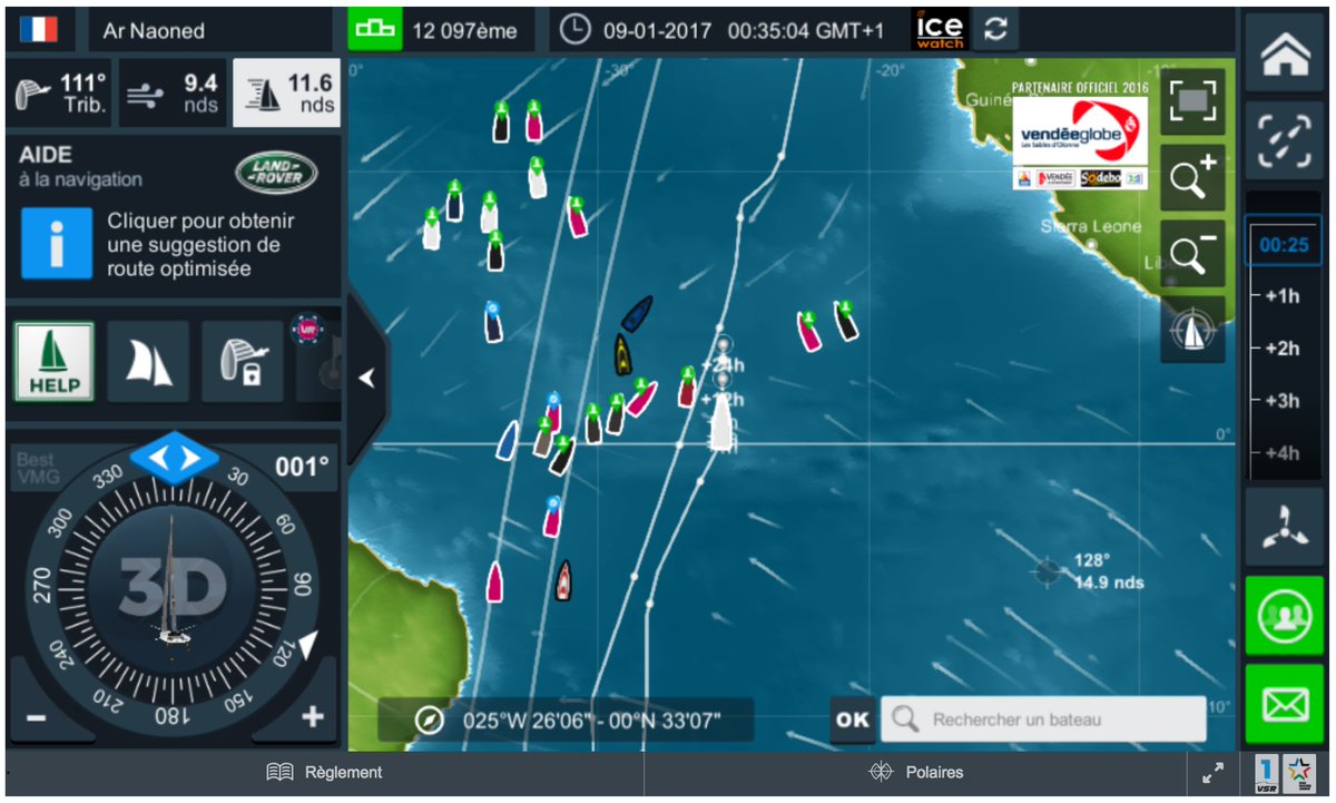 Et je repasse l'équateur, très content de ma position ! 12-13 jours et je serai aux Sables ! Merci <a href="/VirtualRegatta/">Virtual Regatta</a> #objectif10000premiers