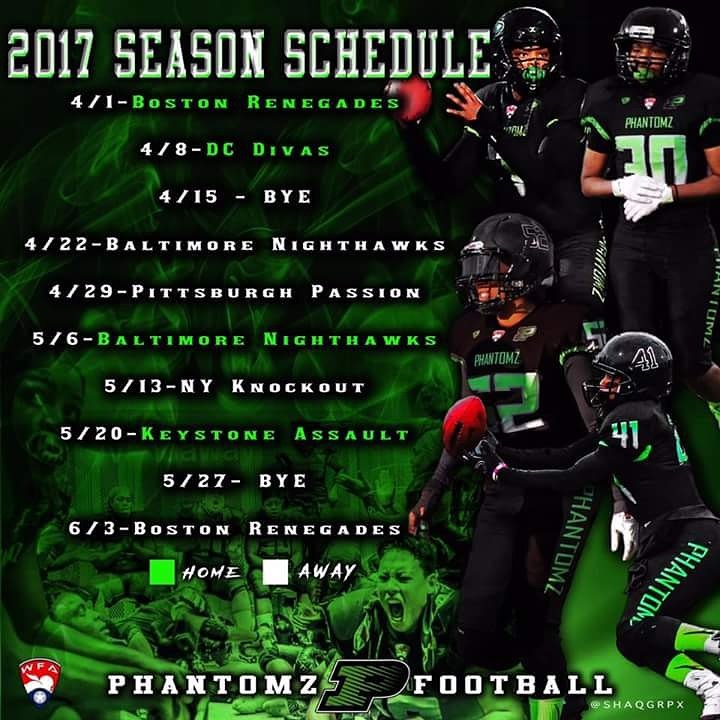 Our new schedule for 2017 season has been released.. make sure to mark your calendars and supports us!!! #PhantomzStrong #Football