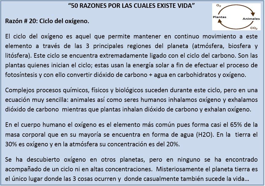 ikerhuitzi's tweet photo. "50 RAZONES POR LAS CUALES EXISTE VIDA" - Razón # 20: Ciclo del oxígeno. https://t.co/ROXkd6IOdu