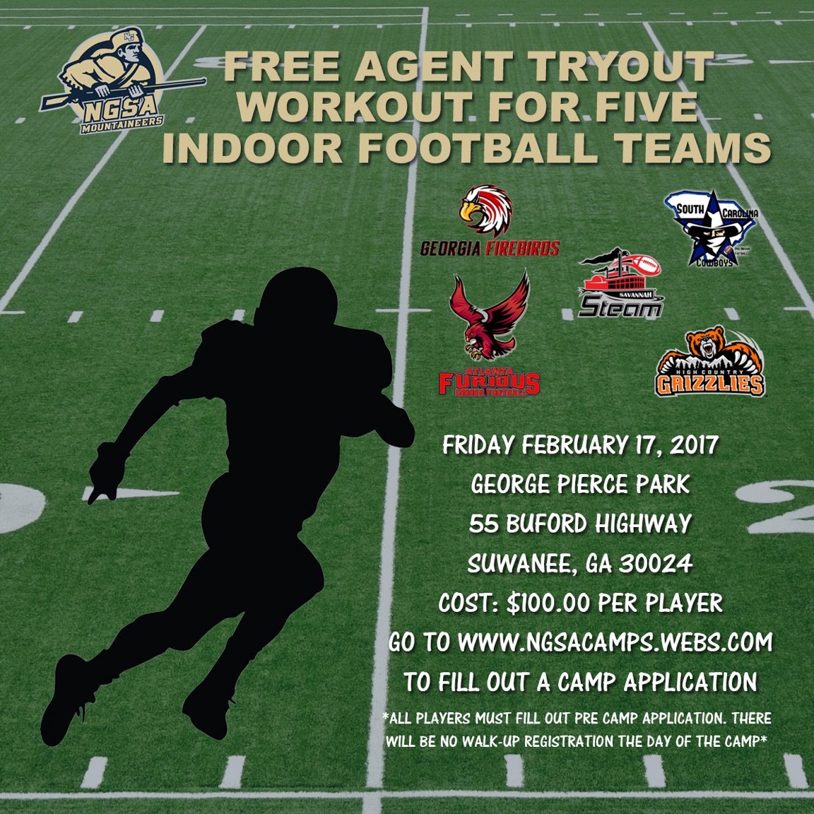 timfreeman49's tweet photo. Workout for 5 indoor football teams at one! Go to https://t.co/P1BVpoQNGg #protryout #freeagentfootball #indoorfootball https://t.co/sfDtk6s509