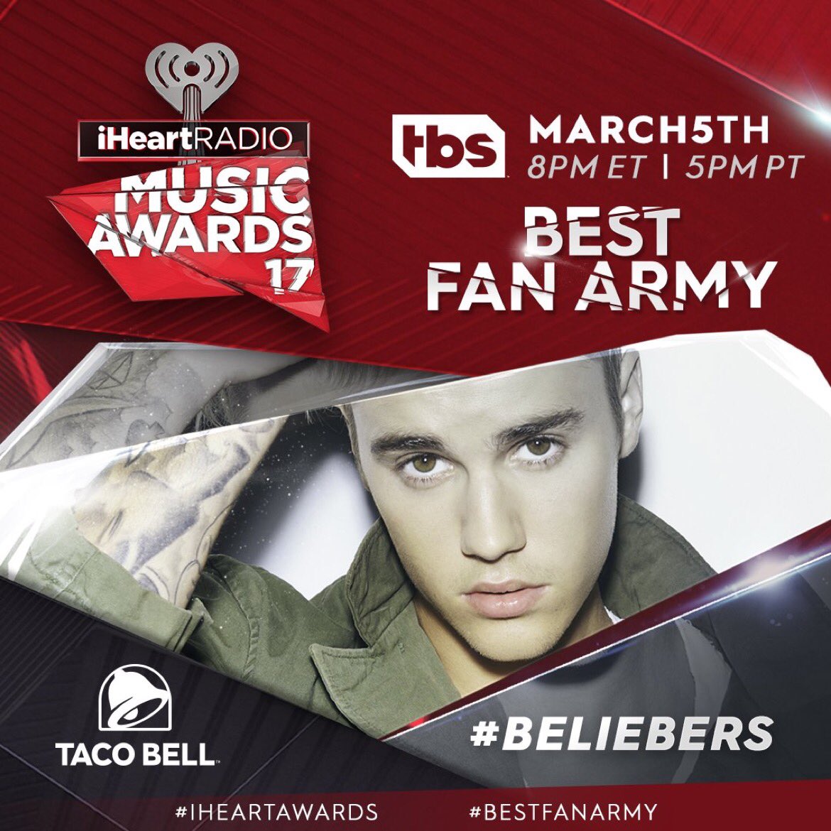 KISSFMPhoenix's tweet photo. Where's our #Beliebers at?! You're nominated for our @tacobell #BestFanArmy at our #iHeartAwards! RT to VOTE! -> https://t.co/WQZlEvtcc5 https://t.co/SQFIccwhrw
