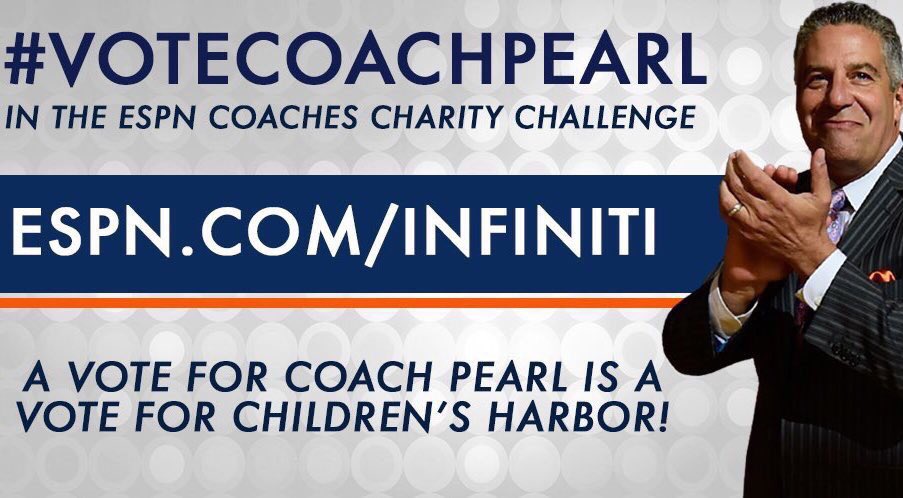 AuburnMBB's tweet photo. Reminder: Vote today and every day for @coachbrucepearl in the Coaches' Charity Challenge.  

➡️: https://t.co/AjraZBaygw 

#VoteCoachPearl https://t.co/67wYv800R6